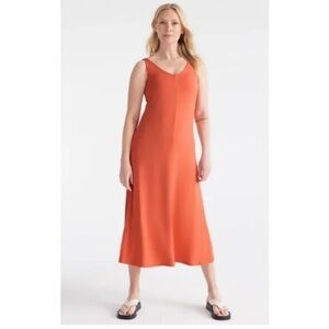 NWT Knix Orange Modal  V-Neck Sleeveless Flowy Midi Dress